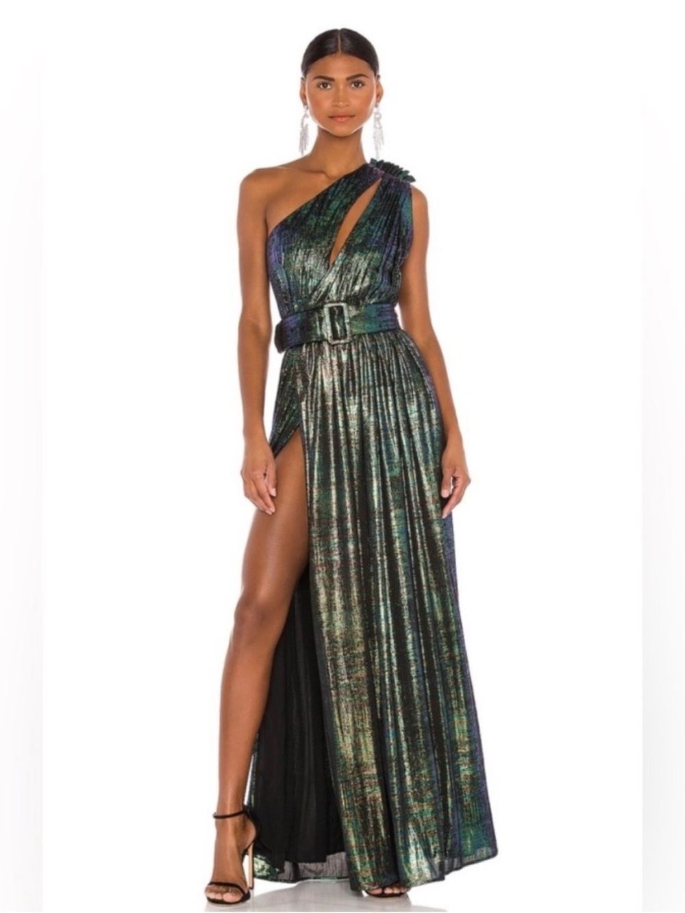 Retrofete Andrea Metallic One Shoulder Gown size Medium NWT